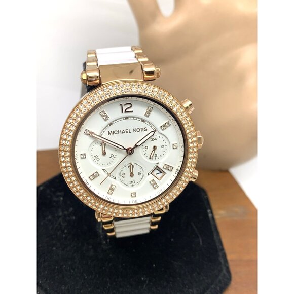 Michael Kors Women's Watch MK5774 Parker Quartz Chronograph Rose Gold White 39mm - Picture 14 of 15